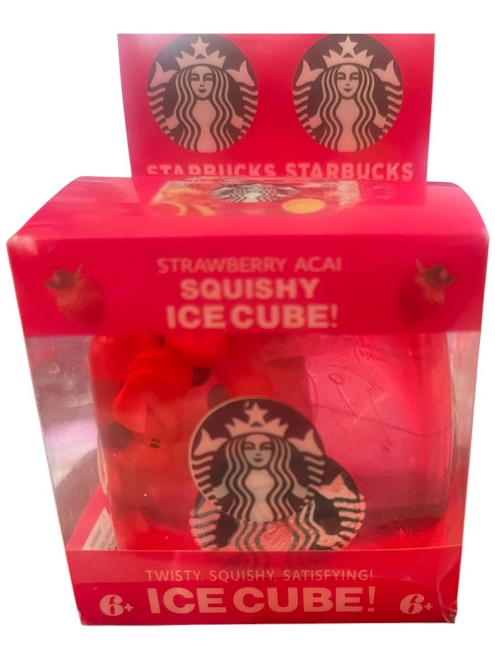 Starbucks Strawberry Acai Squishy Ice Cube - Red